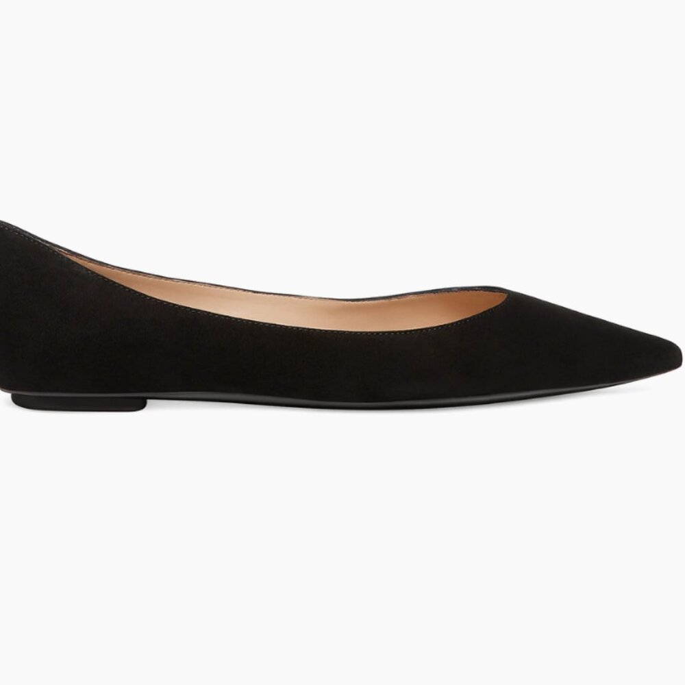 STUART WEITZMAN Emilia black suede point-toe flats size 8 NWB